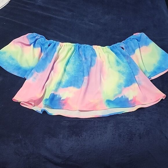 Off Shoulder Tie Dye Blouse - Picture 1 of 3